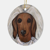 Red Dachshund Keramisch Ornament (Links)