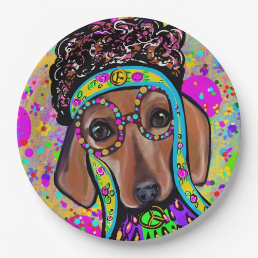 RED DACHSHUND PAPIEREN BORDJE (Voorkant)