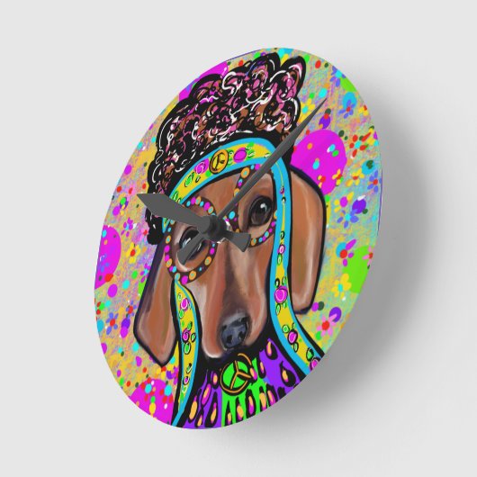 RED DACHSHUND RONDE KLOK (Hoek)