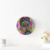 RED DACHSHUND RONDE KLOK (Huis)