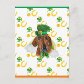 Red Dachshund Shamrock St. Patricks Day Feestdagenkaart (Voorkant)