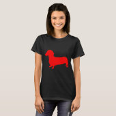 Red Dachshund Silhouette T-shirt (Voorkant volledig)