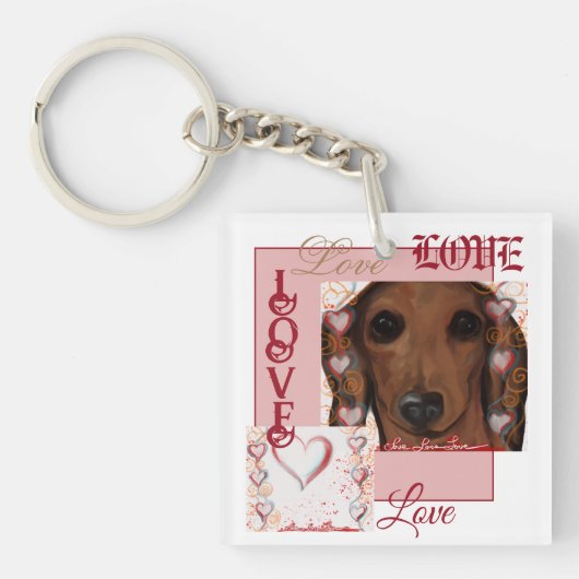 Red Dachshund Sleutelhanger (voorkant)