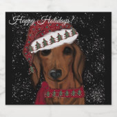 Red Dachshund Sparkling Wijnetiket (Enkel label)