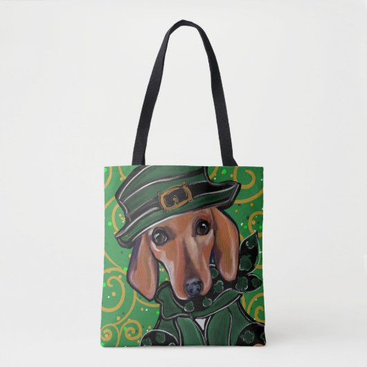 RED DACHSHUND ST. PATTY TOTE BAG (Voorkant)