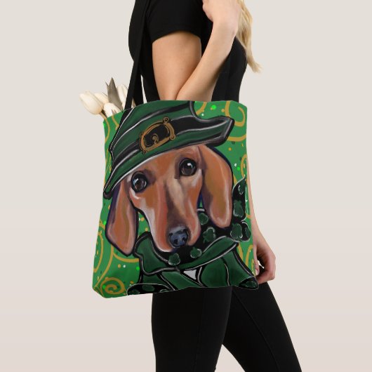 RED DACHSHUND ST. PATTY TOTE BAG (Dichtbij)