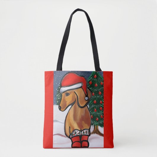 Red Dachshund Tote Bag (Voorkant)
