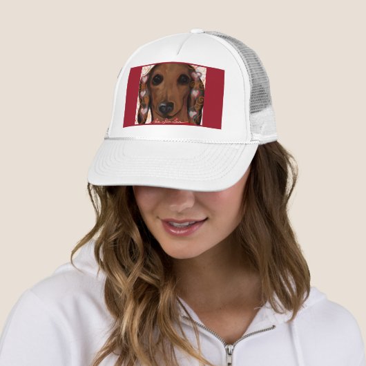 RED DACHSHUND TRUCKER PET (In situ)