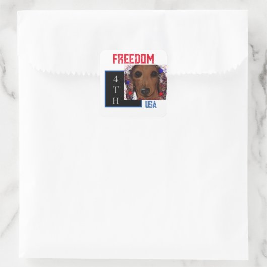 Red Dachshund Vierkante Sticker (Tas)