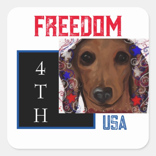 Red Dachshund Vierkante Sticker (Voorkant)