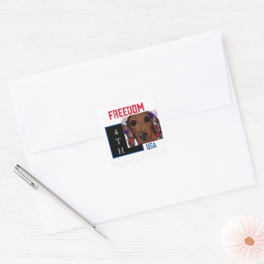Red Dachshund Vierkante Sticker (Envelop)