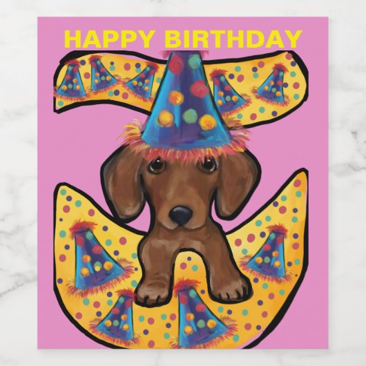 RED DACHSHUND WIJN ETIKET (Enkel label)