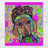 RED DACHSHUND WIJN ETIKET (Enkel label)