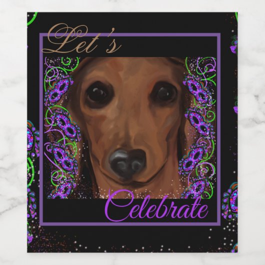 Red Dachshund Wijn Etiket (Enkel label)