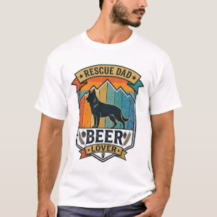 Red Dad Bierliefhebber Hond Vintage Zonsondergang_ T-shirt