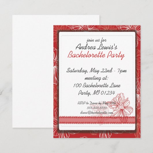 Red Daffodil Bachelorette Party Kaart (Voorkant / Achterkant)