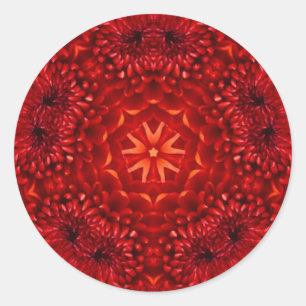 RED DAHLIA Abstract Bloemen Ronde Sticker