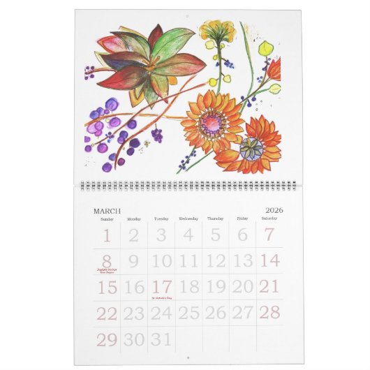 Red Dahlia Calendar 2 Kalender (Mar 2026)