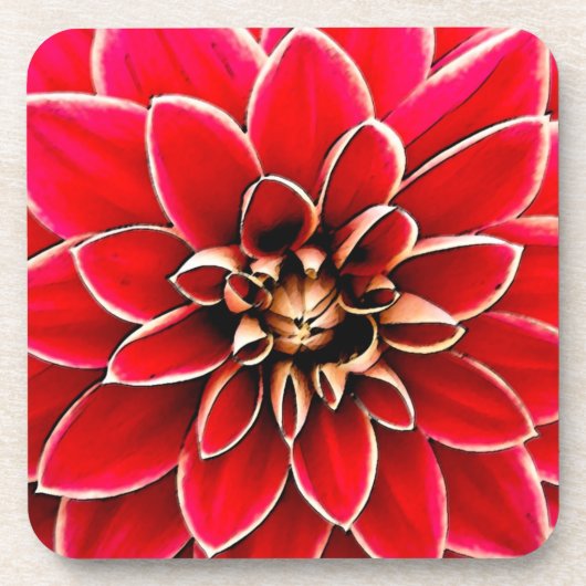 Red Dahlia, digitale kunst Bier Onderzetter (Voorkant)