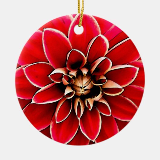 Red Dahlia, digitale kunst Keramisch Ornament (Voorkant)