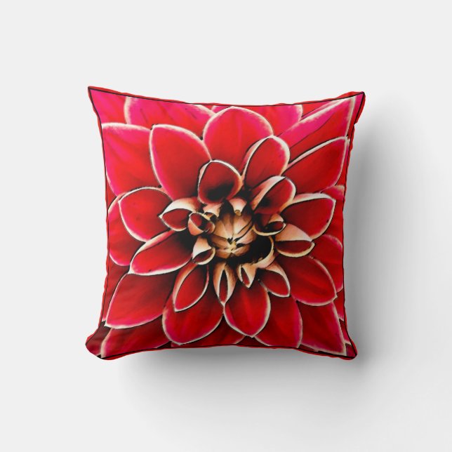 Red Dahlia, digitale kunst Kussen (Voorkant)