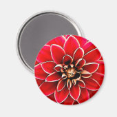 Red Dahlia, digitale kunst Magneet (Voorkant / Achterkant)