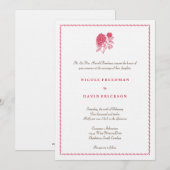 Red dahlia eenvoudige elegance bruiloft-uitnodigin kaart (Voorkant / Achterkant)