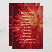Red Dahlia Floral Elegant Party Kaart (Voorkant / Achterkant)