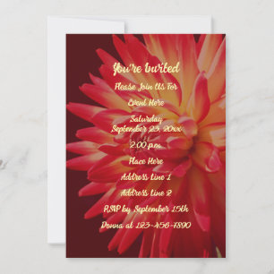 Red Dahlia Floral Elegant Party Kaart
