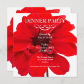 Red Dahlia Floral Party Invitation Kaart (Voorkant / Achterkant)