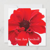 Red Dahlia Floral Party Invitation Kaart (Achterkant)