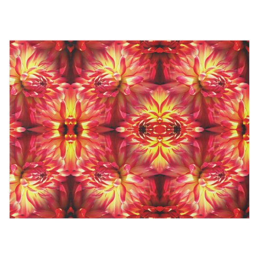 Red Dahlia Flower Abstract Natuur Pattern Tafelkleed (Voorkant (Horizontaal))