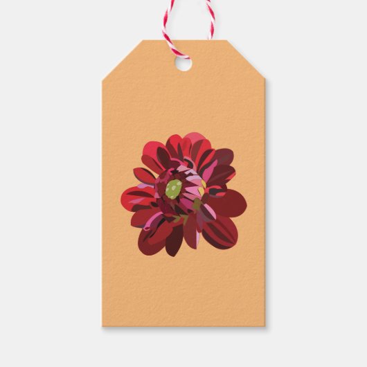 Red Dahlia Flower Cadeaulabel (Voorkant)