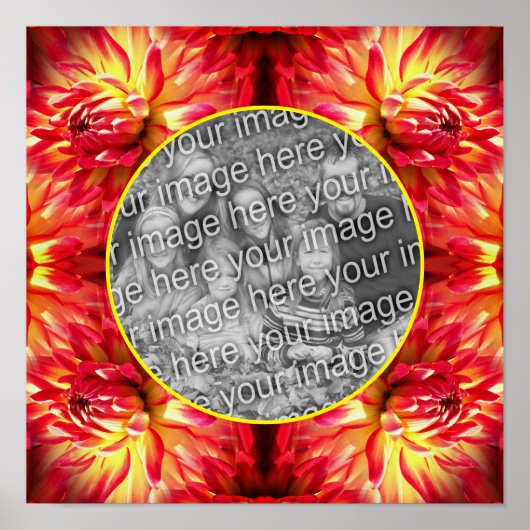 Red Dahlia Flower Lijst Creëer Uw eigen foto Poster (Voorkant)