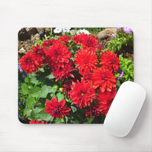 Red Dahlia Flower Mousepad Muismat (Met muis)