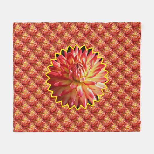 Red Dahlia Flower Nature Pattern  Fleece Deken (Voorkant (Horizontaal))