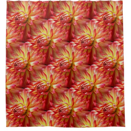 Red Dahlia Flower Natuur Pattern Douchegordijn (Voorkant)
