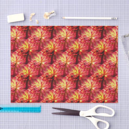 Red Dahlia Flower Natuur Pattern Tissuepapier (Craft)