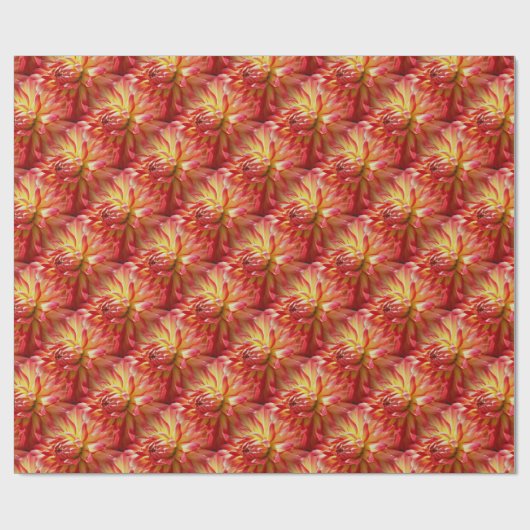Red Dahlia Flower Pattern Natuur   Cadeaupapier (Vlak)