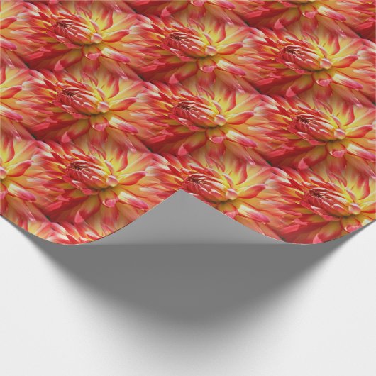Red Dahlia Flower Pattern Natuur   Cadeaupapier (Hoek)