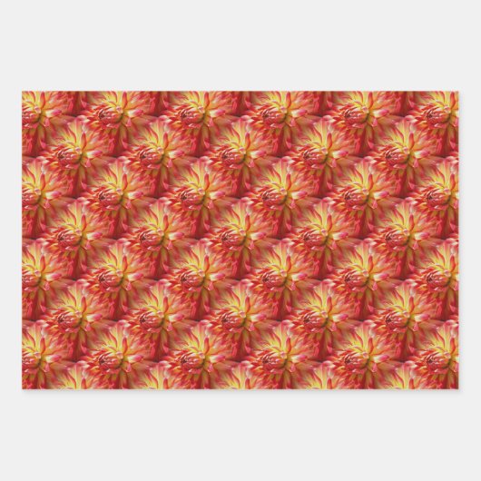 Red Dahlia Flower Pattern Natuur Inpakpapier Vel (Voorkant 2)