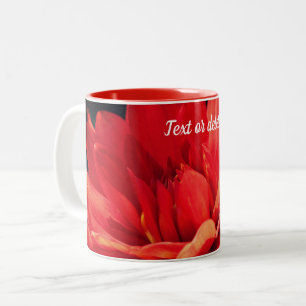 Red Dahlia Flower Personalized Tweekleurige Koffiemok