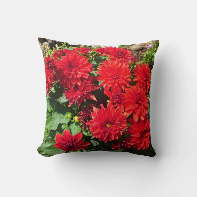Red Dahlia Flower Pillow Kussen (Voorkant)