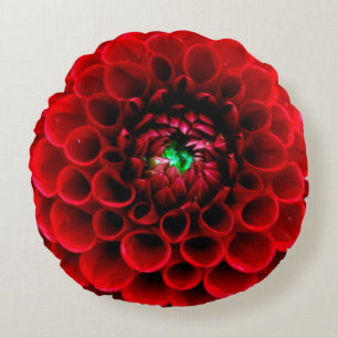 Red Dahlia Flower Round Pillow Rond Kussen