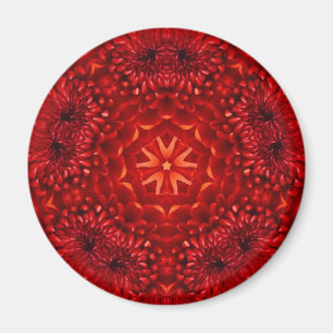 RED DAHLIA FLOWERS Abstracte Floral Magneet