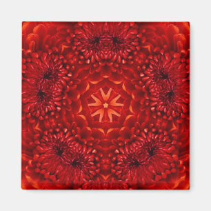 RED DAHLIA FLOWERS Abstracte Floral Magneet