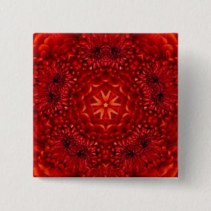 RED DAHLIA FLOWERS Abstracte Floral Vierkante Button 5,1 Cm