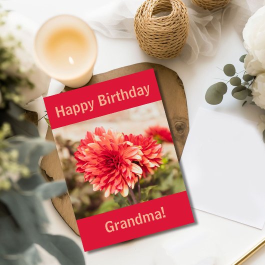 Red Dahlia Happy Birthday Kaart