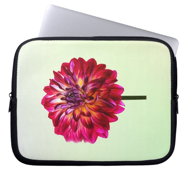 Red Dahlia met geel Laptop Sleeve (Voorkant)