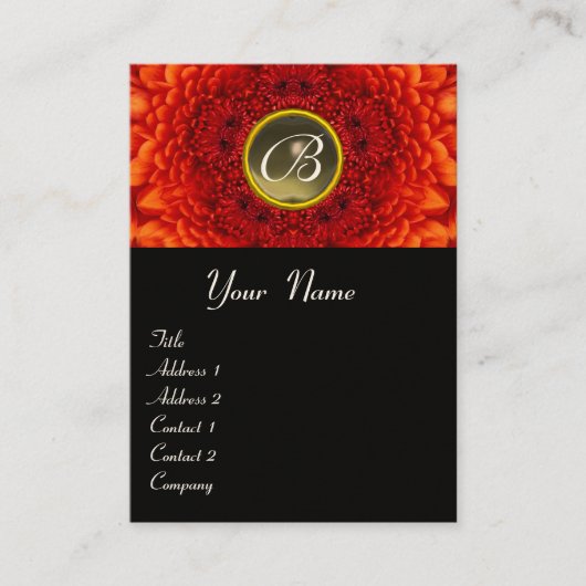 RED DAHLIA MONOGRAM, AGATE grijs zwart geel Visitekaartje (Voorkant)